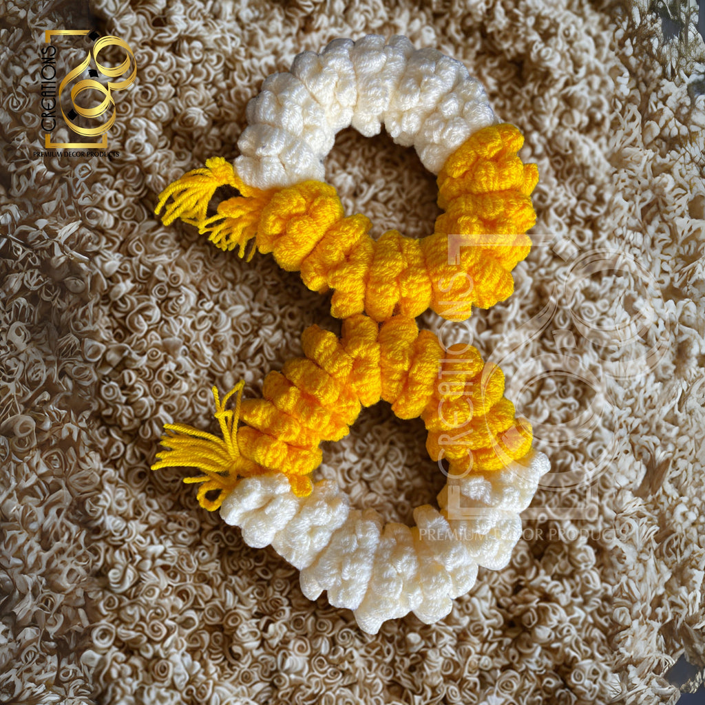 Pair Of Gajray White & Yellow Color | Crochet Handmade